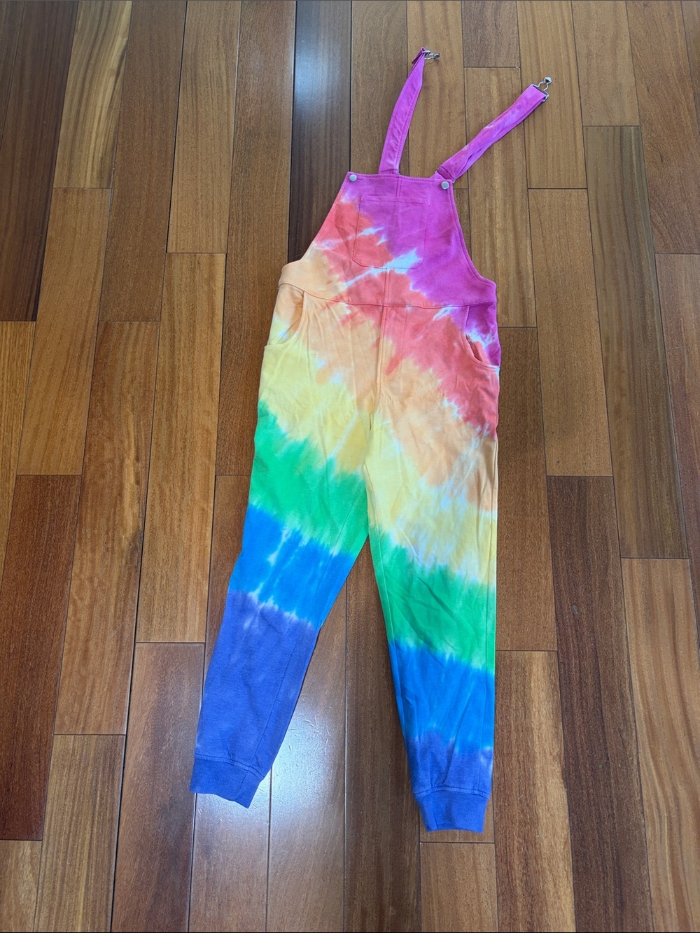 Tie-Dye Rainbow Cotton Blend Overalls Jumpsuit